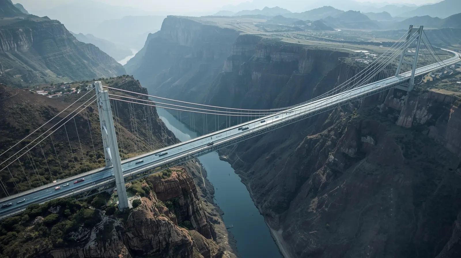 Huajiang Grand Canyon Bridge, the world’s tallest bridge in China, towering 625 meters above a deep canyon